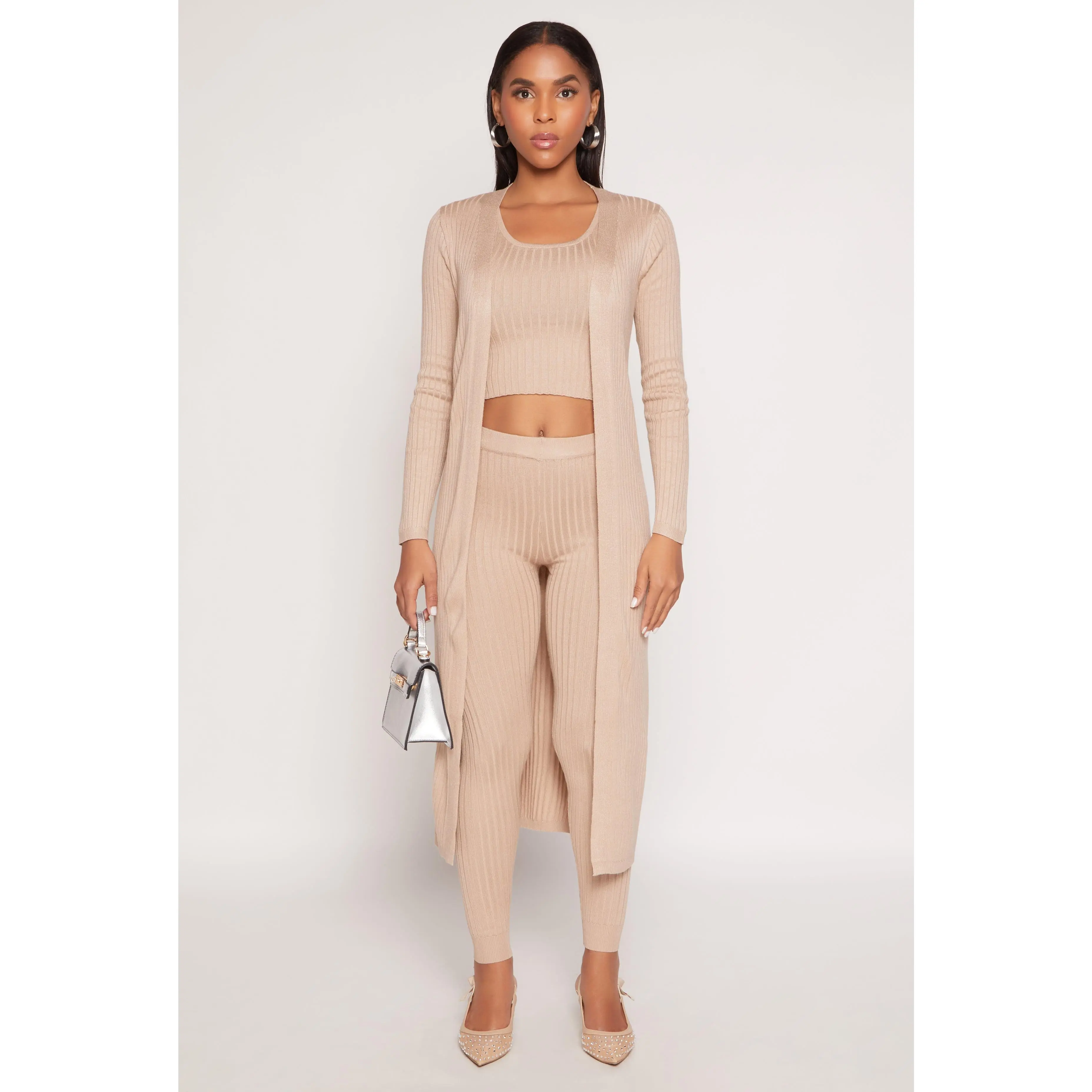 Daisy Ribbed Knit Open Front Duster