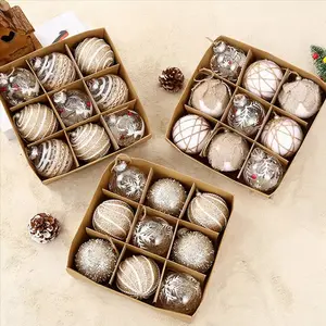 8cm/9pcs Christmas Ball Gift Box Set, exquisite Christmas tree hanging balls, Christmas ball holiday and birthday venue decoration gifts, vibrant Christmas tree ornaments
