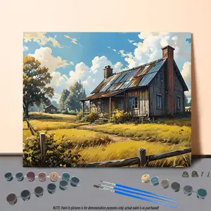 Farmhouse Pattern DIY Painting By Numbers Kit Without Frame, 1 Set DIY Paint By Numbers Kit, Wall Art Decoration for Home Living Room Bedroom, DIY Painting Supplies