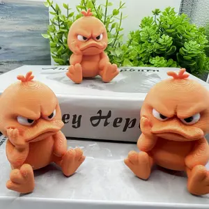 [Cute Duck Decor] Cute Orange Melancholy Duck 3D Printed Plastic Figurine | Dazed Design for Desktop Decor, Indoor/Outdoor Use, Perfect Gift for Friends & Family on Halloween, Christmas, Hanukkah, Thanksgiving - Durable Animated Character Decoration