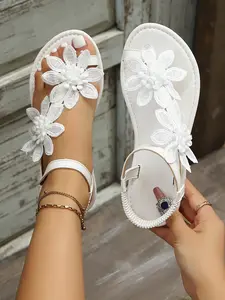 Summer Women's Fashion Comfortable Elegant Retro Gladiator Sandals, Round Toe PU Leather Rubber, Casual Outdoor Beach Style Footwear