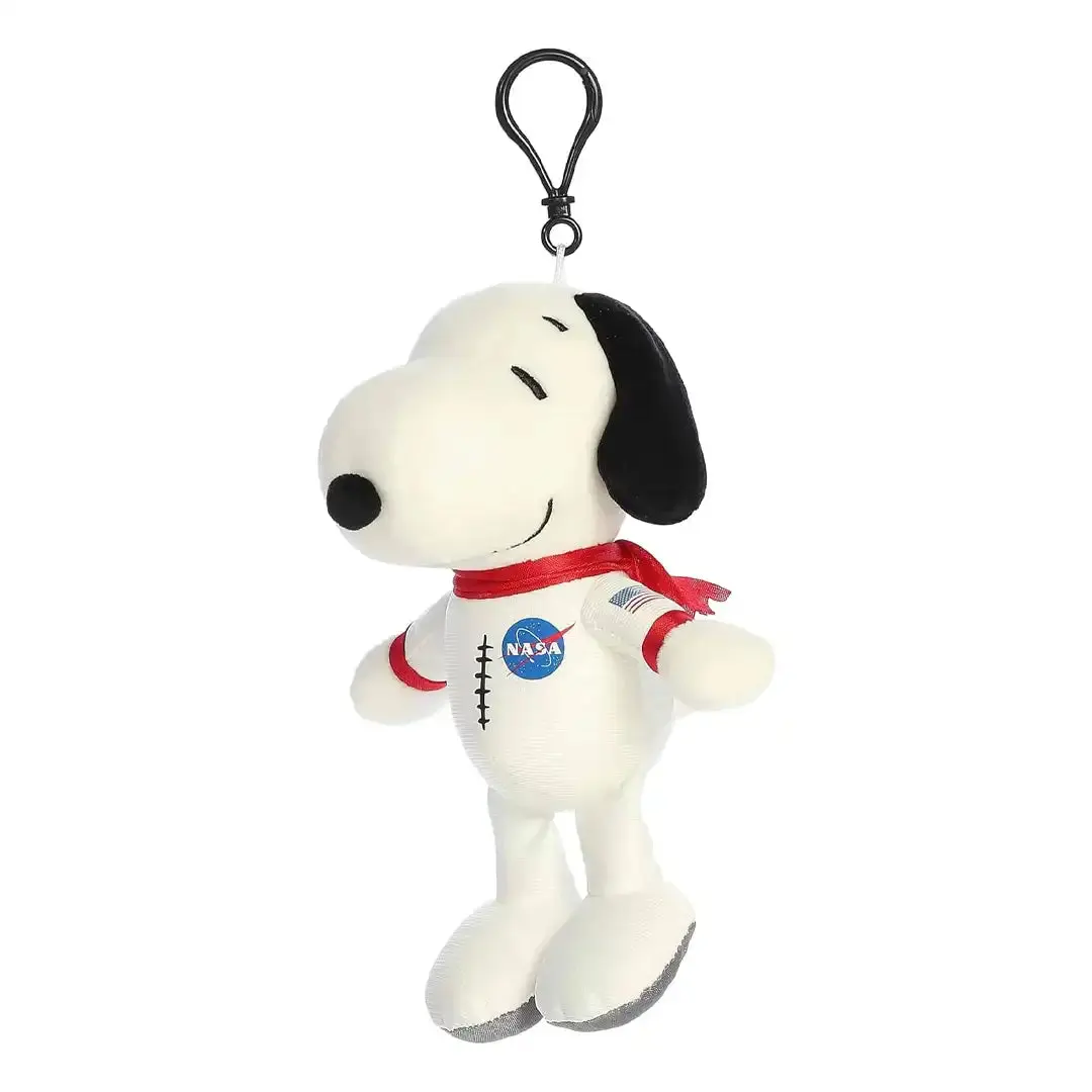 Aurora Peanuts Palm Pals 7" White Spacesuit Snoopy Clip-On Mini Plush Keychain - Cartoon Characters Cute Sturdy Collectibles Fabric Accessory, Bean-Free, Durable, Approx. 5"x4"x5", Huggable, Soft Plush