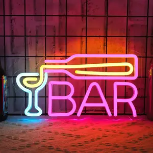 Neon Bar Wine Glass Bottle Shape Light, USB Powered, On/off Switch, Party Decoration Lamp for Bars and Cabinets, Indoor Decorative Light, Atmosphere Lighting