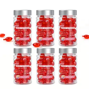 ECO Finest 6-Bottle Hair Care Vitamin Capsules with Moroccan Argan Oil Serum, Daily Haircare for Unisex, Glossy Silky Finish, Healthy Growth & Frizz Control, Valentine's Day Gift