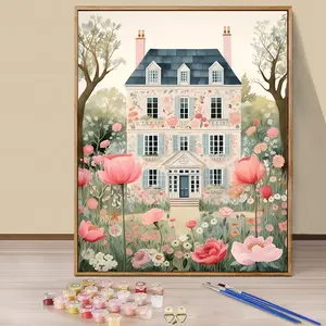 Paint By Numbers Kit for Adults Beginners - 16x20in/40x50cm Color Canvas, Easy DIY Castle Acrylic Painting Set - Wall Decor for Living Room and Bedroom, Creative Gift for Birthday, Mother's Day and Christmas, Without Frame, Art Painting Kit