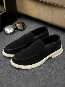 Men's British Style Simple Loafers, Date Night & Daily Wear, Velvet Texture, Lightweight & Durable, Perfect for Casual