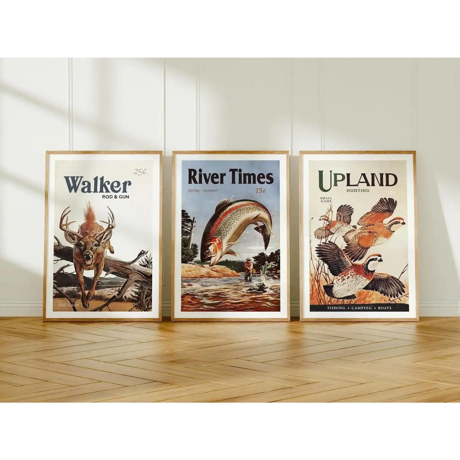 Retro Hunting 2D Canvas Poster Print - Decorative Room Art, Office Living Room Wall Decor, Hunter Gift, Father's Day Gift, Flexible Home Supplies (Poster Only, Frame Not Included), Man Cave Decor