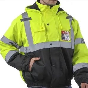 High Visibility Reflective Waterproof Safety Jacket for Men with Pockets Black Work Construction Coats for Winter Cold Weather True to Size Fit