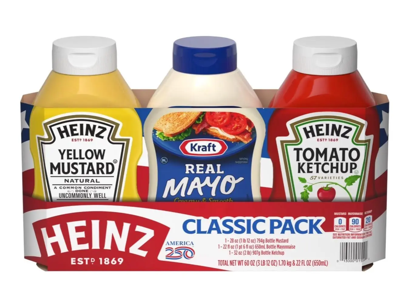 Heinz Ketchup, Mustard & Mayo Classic Condiment Variety Pack, 3 pk.