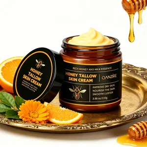 Honey Tallow Skin Cream, Handcrafted All-Natural Moisturizing Cream, Organic Grass-Fed Tallow Moisturizing Cream, Soft, Smooth And Radiant Skin And Body Care.