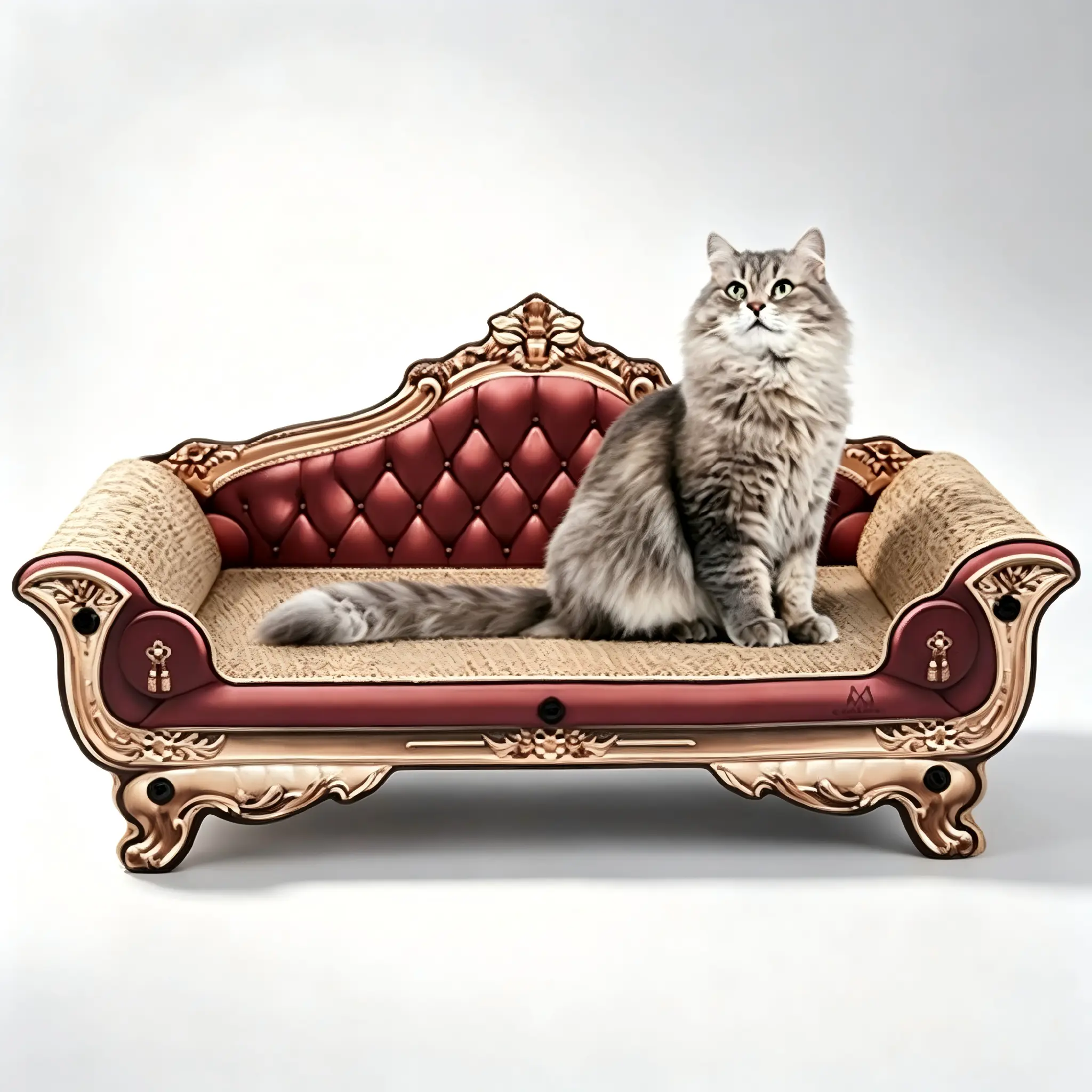 Luxury Cardboard Cat Scratcher Sofa Bed, Couch Shaped Cat Scratching Board, Scratch Lounge with Catnip, Scratcher for Indoor Cats (Brown)( 23inch length X 10.4inch width X 11.42inch height)