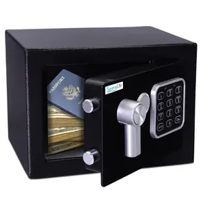 Electronic Safe Box with Digital Keypad Lock & Override Keys - Black | Engineered Steel Security Box - Anti-Theft Lock Box with Mounting Bolts - Perfect for Cash, Jewelry Storage