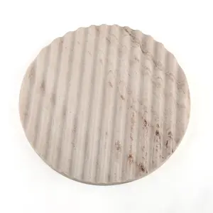 Koville Natural Marble Tray, Stripe Round Tray Marble Decorative Tray Bathroom Bedroom Kitchen Dresser, Round Vanity Tray for Perfume, Cosmetic, Candle, Countertop Storage Organizer Home,Diameter 9.4 Inches(Palissandro Classico)