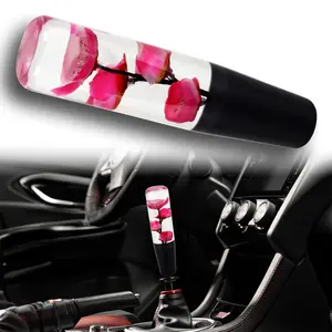 JDM Pink Rose Garden Clear Flower Shift Knob Shifter Gear Shift Knob Shift Lever Knob Car Gear Stick Head Unique Shift Handle Fit Most Automatic Manual Vehicles Trucks
