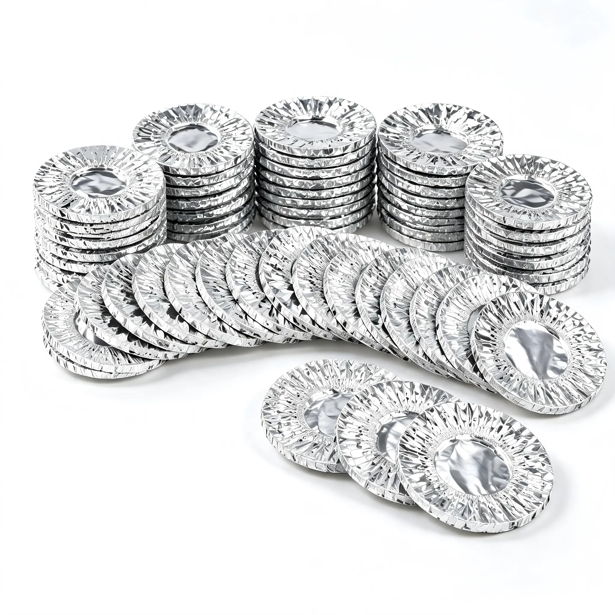 50-Pack High-Quality Aluminum Foil Stretch Bowl Covers, Elastic Reusable Heat-Retaining Lids, Kitchen Food Insulation & Fresh Keeping Caps for Home Dining Table, Food Containers, Mixing Bowls, Plates, Casseroles, Potluck & BBQ