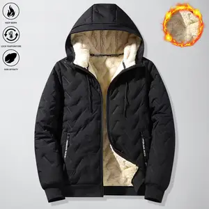 Men's Warm Fleece - Lined Hooded Jacket - Trendy Winter Coat with Zipper Pockets, Quilted Design  Features Keep Warm, Lock Temperature & Skin Affinity Techs, Machine Washable, Casual Style Ideal for Cold Weather Adventures & Daily Wear