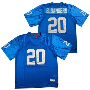 Embroidered #20 Men's 1994 Old-School 90s American Football Jersey, Classic V-Neck Blue Mesh Ventil Sports Top, Professional Sewn Rugby Training Match Wear, M-3XL Fan Christmas Gift