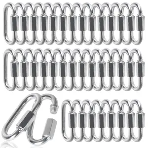 100 count Chain Link,1/4 Inch Link Chains,Heavy Duty Chain Quick Link 660lbs Capacity,Quick Link Chain Connector,Safety Chain Connector Link,Galvanized D Shape Repair Chain Link