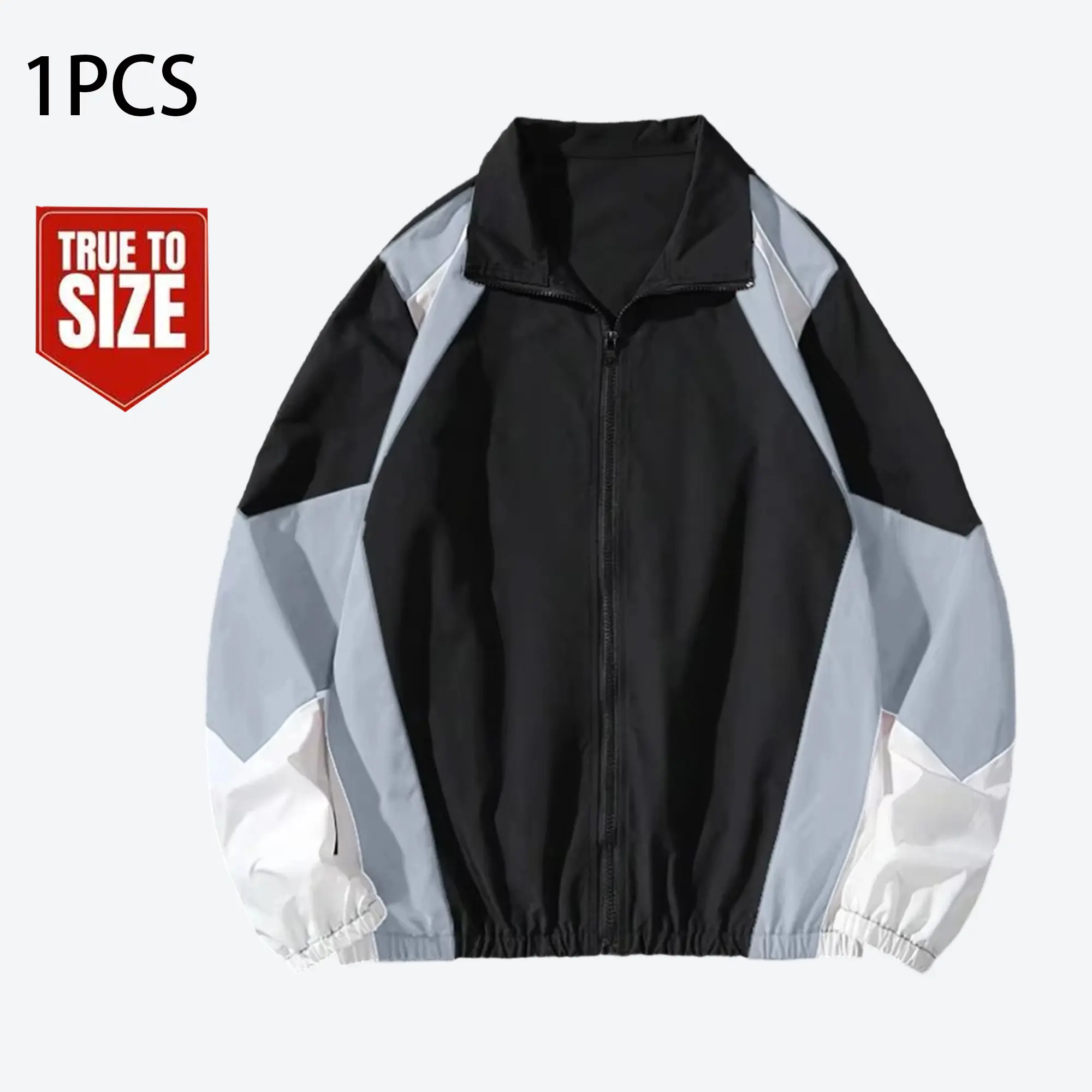 Men’s jacket/coat with notched lapel and zipper, color-block patchwork, fleece fabric; suitable for autumn and winter; ideal for commuting, dates, photoshoots; collegiate casual men’s clothing with an elegant look.