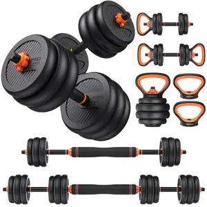FED FITNESS DS2 Adjustable Dumbbells, 20/45/70/90lbs Free Weight Set with Connector, 5 in 1 Dumbbells Set Used as Barbell, Kettlebells, Push up Stand, Weight Plate, Fitness Exercises for Home Gym Suitable Men/Women