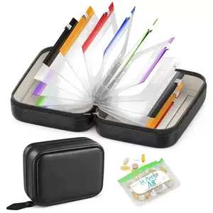 Convenient Pill Pouch Set, Large Weekly Medication Organizer Box with 14 Color-Coded Pill Storage Bags, Reusable Travel Medicine Storage Case, Zippered Pill Compartment for Storing Fish Oil And Vitamins