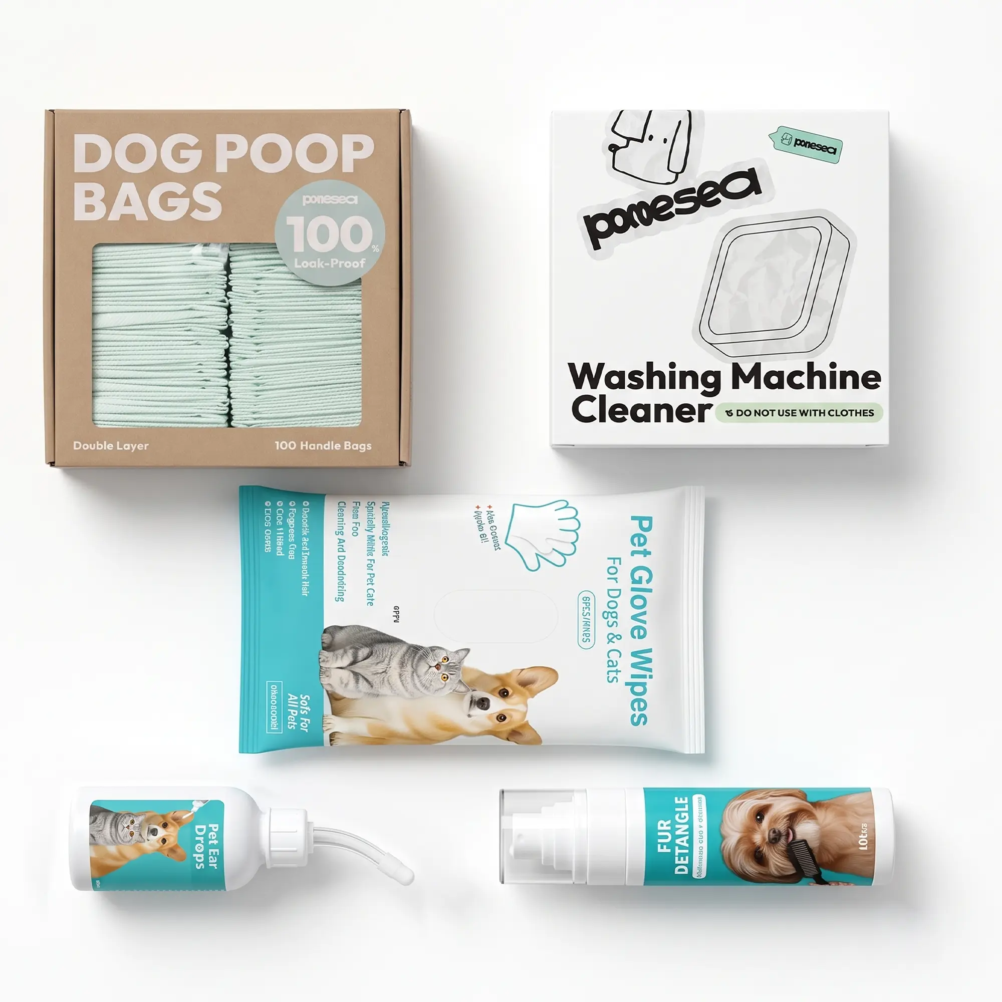 Ultimate Daily Dog Care Set – Thick Poop Bags, Pet Ear Cleaner, Detangling Groom Spray, Disposable Cleaning Gloves & Washing Machine Clean Sheets