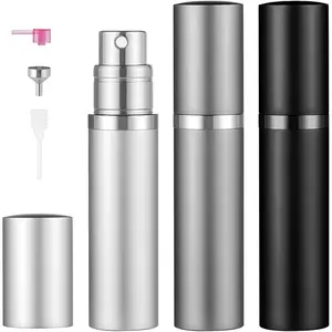 3 count Perfume Travel Refillable Bottle, 5ml Cologne Travel Bottle, Atomizer Sprayer for Perfume, Mini Cologne Dispenser Empty  Spray for Women, Men, (Black & Grey & )