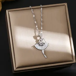 Charm Necklaces for Women Elegant Ballerina Pendant Necklace Perfect Valentine's Gift for Her