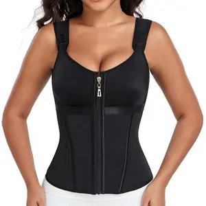Women's Waist Trainer with Bra - Adjustable Shoulders, Black Zipper Front Faja Body Shaper, Tummy Control Girdle for Comfortable Everyday Support, Compression Colombian Shapewear with Lumbar Support