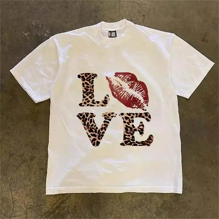 Love Leopard Graphic T-Shirt | Vintage Streetwear Unisex Tee | 100% Cotton Short Sleeve Top for Men & Women | Trendy Casual Fashion Shirt | SKU zmxtrplqav