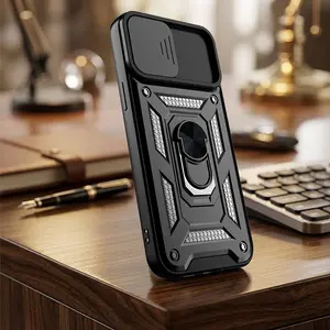 iPhone 17/16/15/14/13/12/11 Pro Max Case, Cover, Slide Lens Protection, Shockproof & Impact-Resistant, Kickstand Feature, Durable Phone Accessory