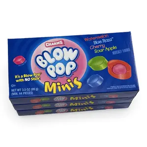 Blow Pop Minis, Sweet Artificial Sugar Stickless Snack Candies, 3-Count Movie Theater Box