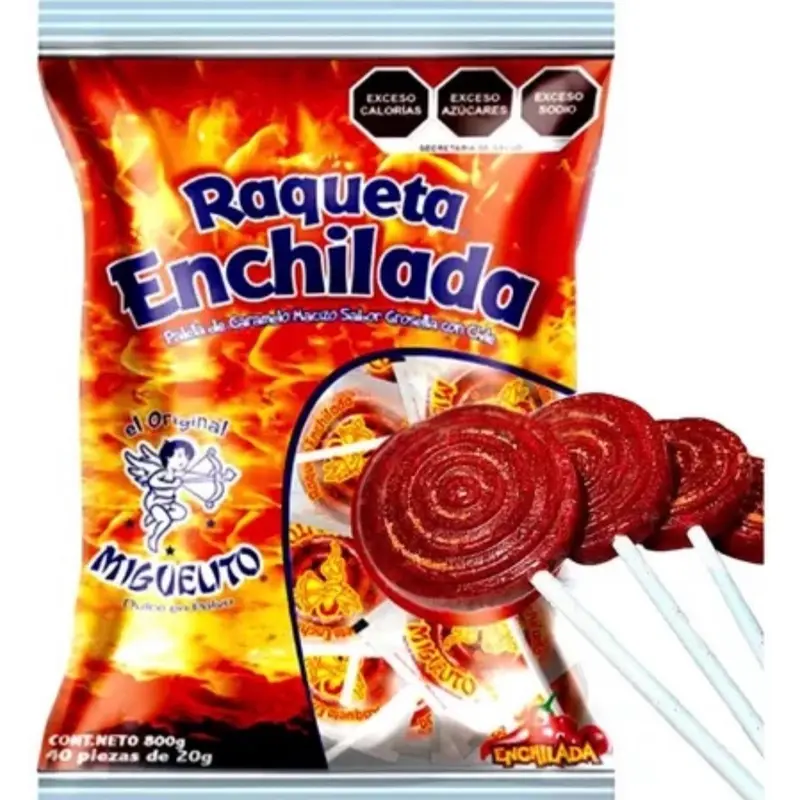 Raqueta Enchilada Miguelito Lollipop - 40 ct. Perfect Snack for Parties and Events