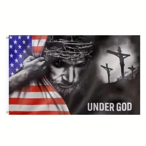 Under God Pattern Flag, American Flag with Grommets, Outdoor Decorative Flag for Home Party Festival, Decoration