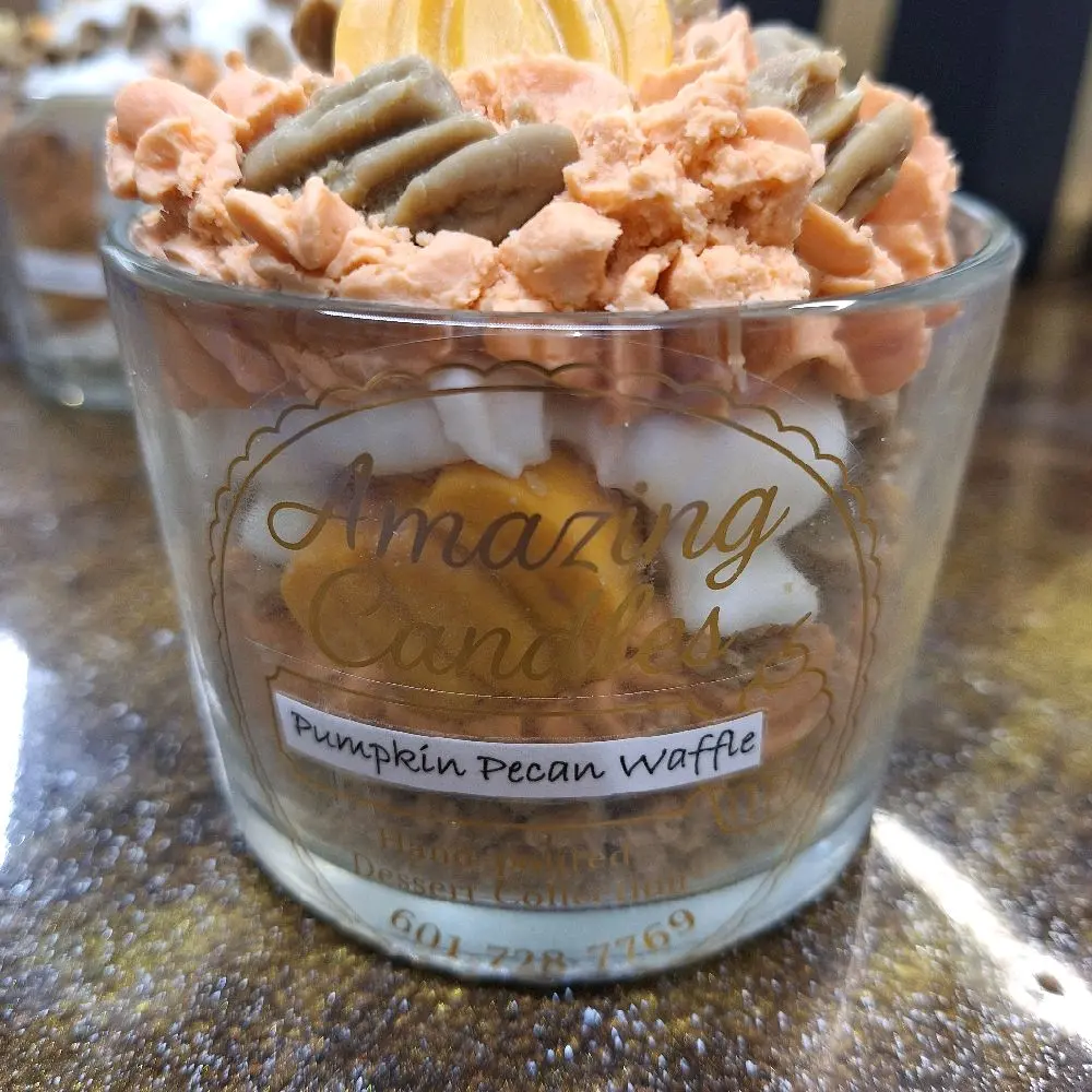 Cozy Pumpkin Pecan Waffle Dessert Candle with Marshmallow Cream - Glass Jar Cozy Home Decor, Long Burn, Multi-Size, 1-Piece Room Accent, One-Piece