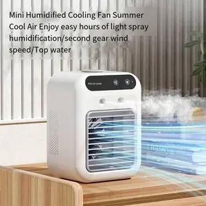 Portable Air Conditioner, Personal Air Cooler Evaporative Cooling Fan with 2 Speed Settings and 2 Mist Modes, Rechargeable 1800mAh Battery, Ideal for Home, Car, Office & Outdoor Use