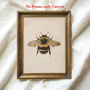 Vintage Bee Wall Art Print, Honey Bee Print, Rustic Farmhouse Canvas Insect Poster, Canvas Art And Prints For Walls, Unique Artistic Aesthetic Wall Decor Home Decor for Living Room & Bedroom, Perfect Housewarming Gift, Unframed