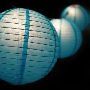 MoonBright 12" Turquoise Paper Lantern String Light Set (10-PACK Combo Kit)