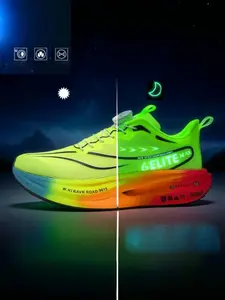Fluorescent Night Running Shoes, Running Athletic Shoes for Men & Women, Sporty Style, Heat Absorbing, Stable Support, Suitable for Night Run/training Scenes