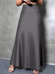 French Knit High Waist Midi Skirt, Maxi, Smooth Drape Fabric, Perfect for Office Commute, Dates & Evening, Essential Wardrobe Staple