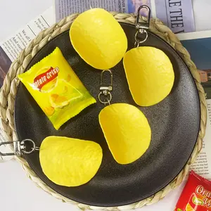 Cartoon Simulation Potato Chip Keychain Food Play Potato Chip Snack Pendant Puffed Food Bag Ornaments Small Gifts