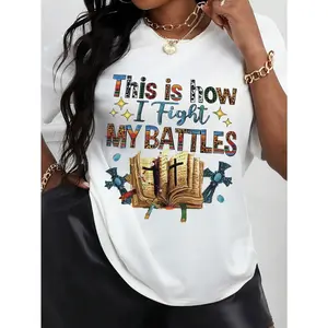 Maweii Plus Size Women's Slogan Printed Round Neck Short Sleeve T-Shirt Graphic Tees Women Tops