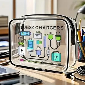 Waterproof PVC Storage Bag, Fun Data Cable Design, Dustproof Organizer, Dustproof and Portable, Zipper Closure, Ideal for Home and Travel, Christmas Gift, Multifunctional Storage Bag, Waterproof Pouch