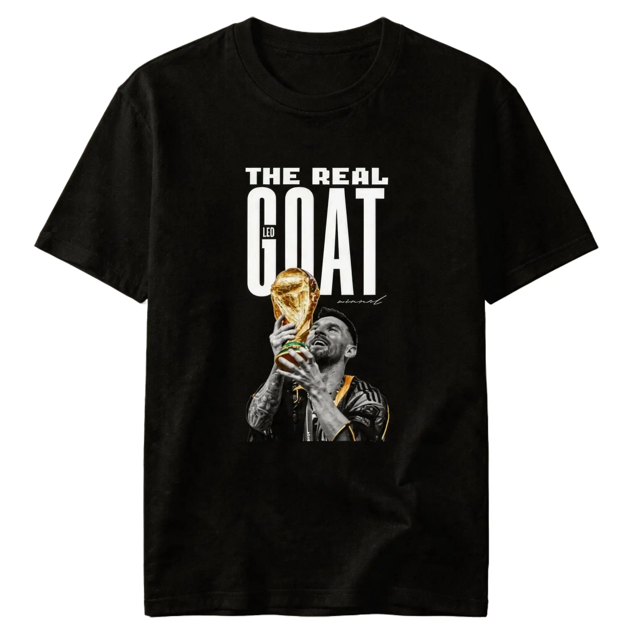 Real GOAT Soccer Trophy Graphic Tee - Unisex Athletic Short-Sleeve Graphic Tees, Football Fan Tops, Game Day Sports Streetwear Garment for Men & Women