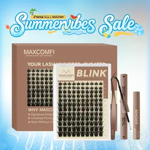 MaxComfi Manga Lashes - Spike Blink Style Anime False Eyelashes, Makeup Eyelash Extensions, Cluster Lashes, Waterproof, Super Soft, Thin Band, Lightweight, Long-Lasting Natural Daily Volume, Beginner-Friendly DIY for Flawless Summervibes Look