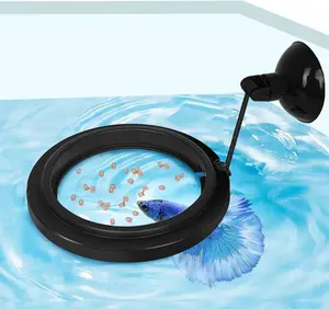 Fish Feeding Ring, Fish Safe Floating  Feeder Circle Blue, with Suction Cup Easy to Install Aquarium, Square and Round Shape Fish Tank Towels - for Guppy, Betta, Goldfish, Etc (1 Circle)