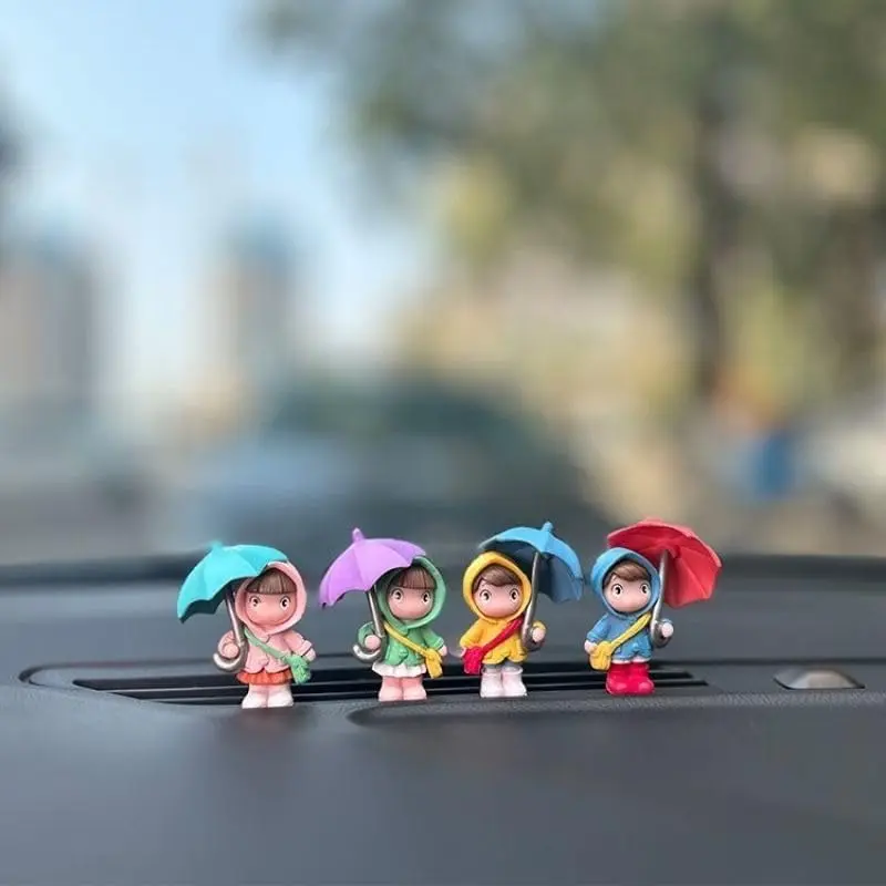 Cute Accessory 4-Pack Car Office Home Decoration Stocking Stuffers Cute Creative Umbrella Girl Car Dashboard Decoration Car Interior House Ornament Valentine Nice Gift