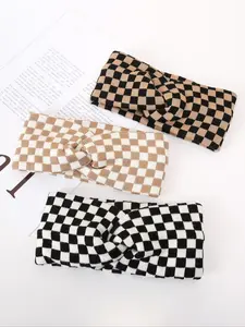 Women's Knitted Plaid Hair Tie Set, Warm & Stylish Design, Perfect for Daily Wear & Casual, Ponytail Hairstyle, Ideal for Autumn Winter Seasons