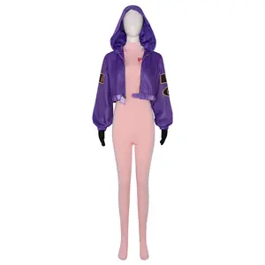 Lilith Purple Hooded Jacket Pink Bodysuit Cosplay Costume Set with Gloves for Comic Con