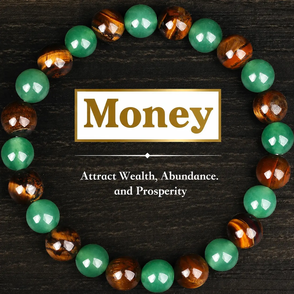 1pc Money Attraction Bracelet aesthetic with Green Aventurine & Tiger Eye - blue friendship bracelet beaded jewelry protection bracelet encouragement gift fashion artificial bracelet of the day Colorblock Beaded Crystal Bracelet handmade Christmas Gift